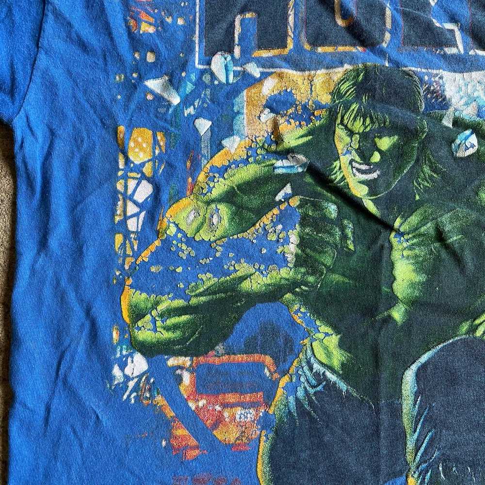 vintage y2k Blue Incredible Hulk Graphic Tee Marv… - image 4