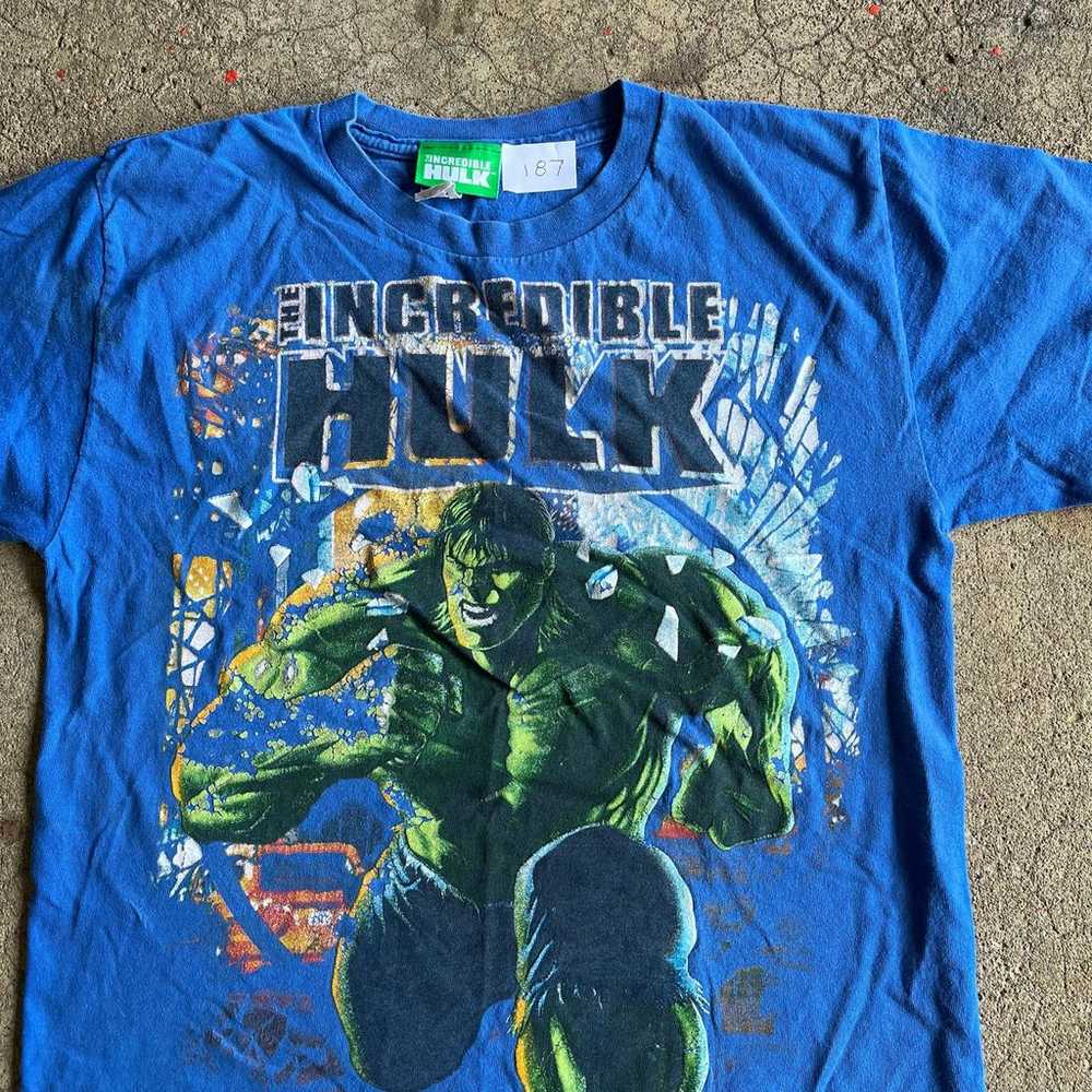 vintage y2k Blue Incredible Hulk Graphic Tee Marv… - image 8