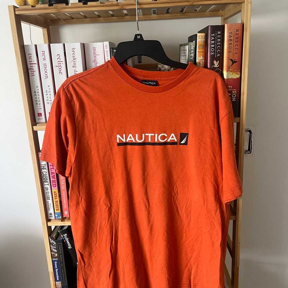 Nautica Logo Short Sleeve T Shirt Orange Size Med… - image 1