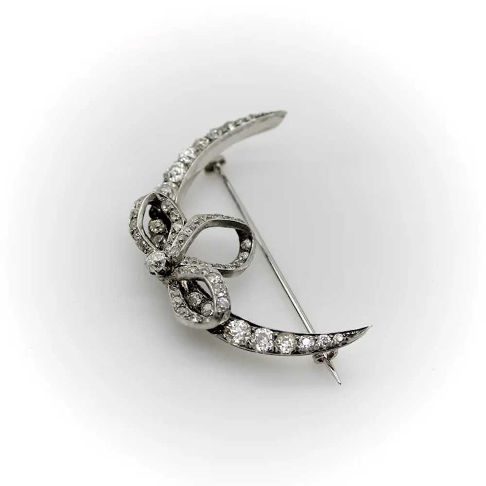 Victorian Old Mine Cut Diamond Crescent Moon with… - image 2