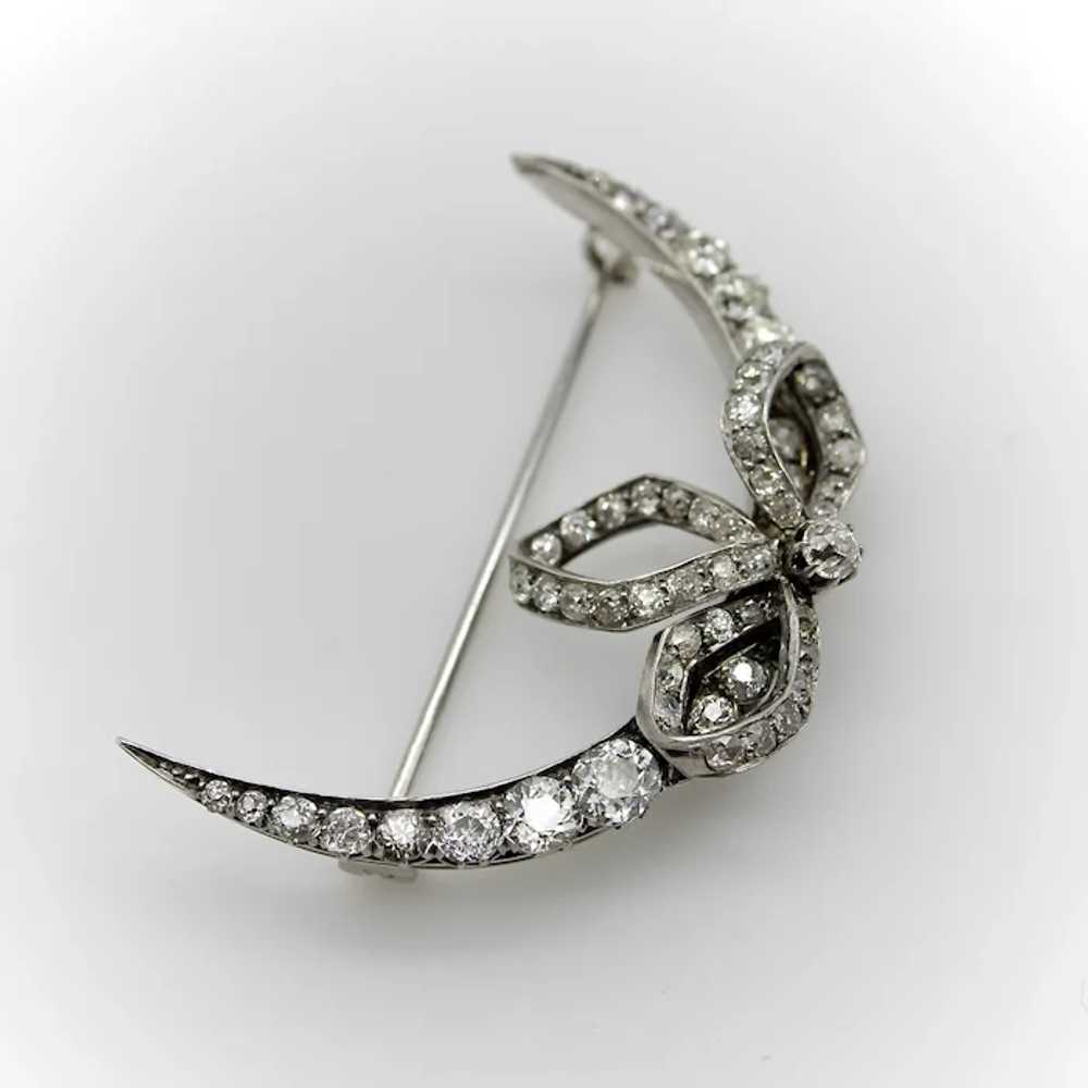 Victorian Old Mine Cut Diamond Crescent Moon with… - image 4