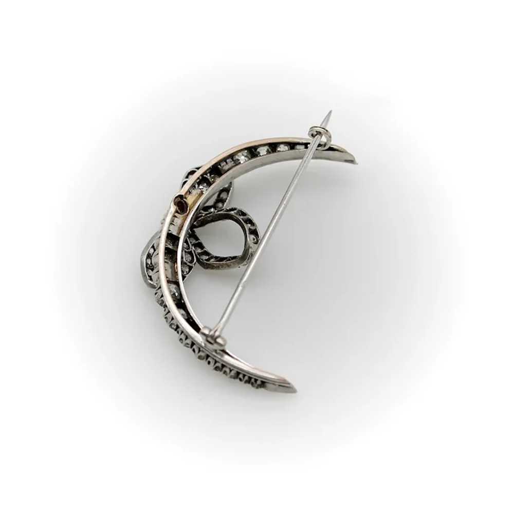 Victorian Old Mine Cut Diamond Crescent Moon with… - image 8