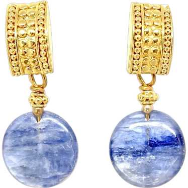 Iridescent Blue Kyanite Drop Earrings - image 1