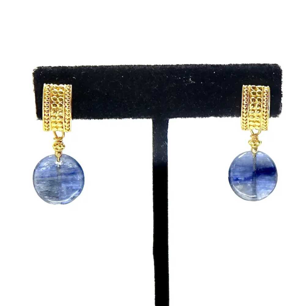 Iridescent Blue Kyanite Drop Earrings - image 3
