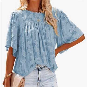 NEW 3/4 Bell Sleeves Floral Lace Top - image 1