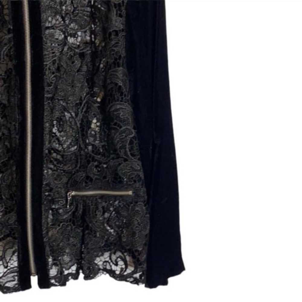 INC Women’s Black Lace Velvet Zip Up Jacket Size … - image 2