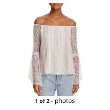 Alice+Olivia Women Off-the-should Lace blouse sil… - image 1