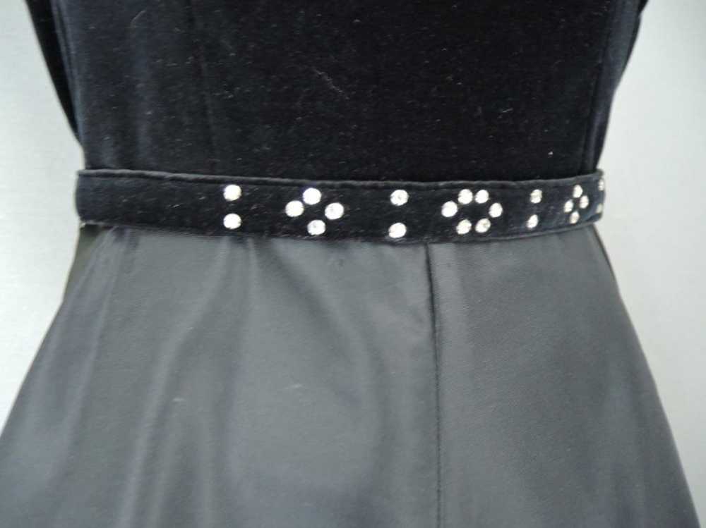 Vintage 1950s Black Dress, Velvet & Taffeta, XS 3… - image 7