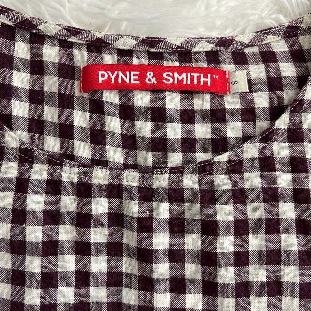 Pyne & Smith Plum Check Linen Top sz Small - image 3