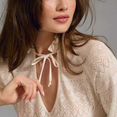 By Anthropologie Pointelle Babydoll Sweater