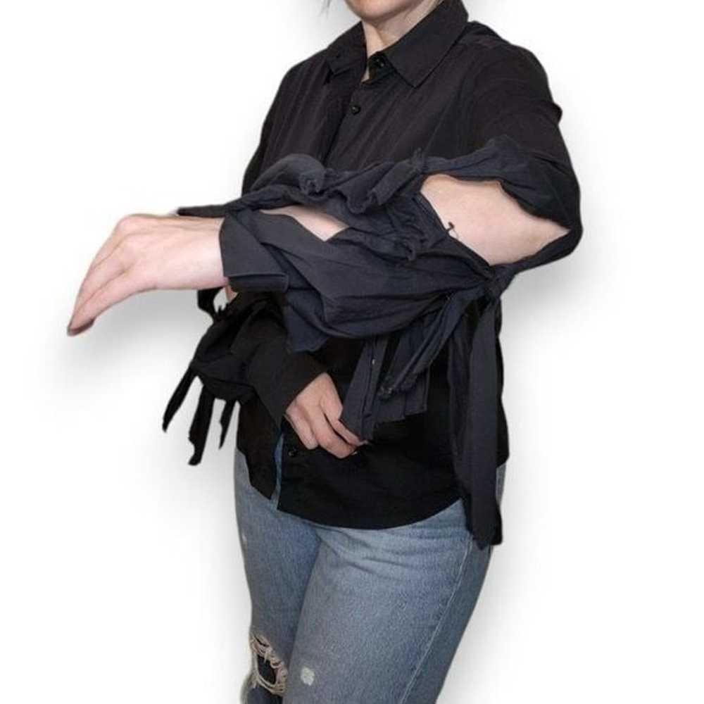 BALOSSA Women Black Button Down Blouse w/ Tie Kno… - image 3