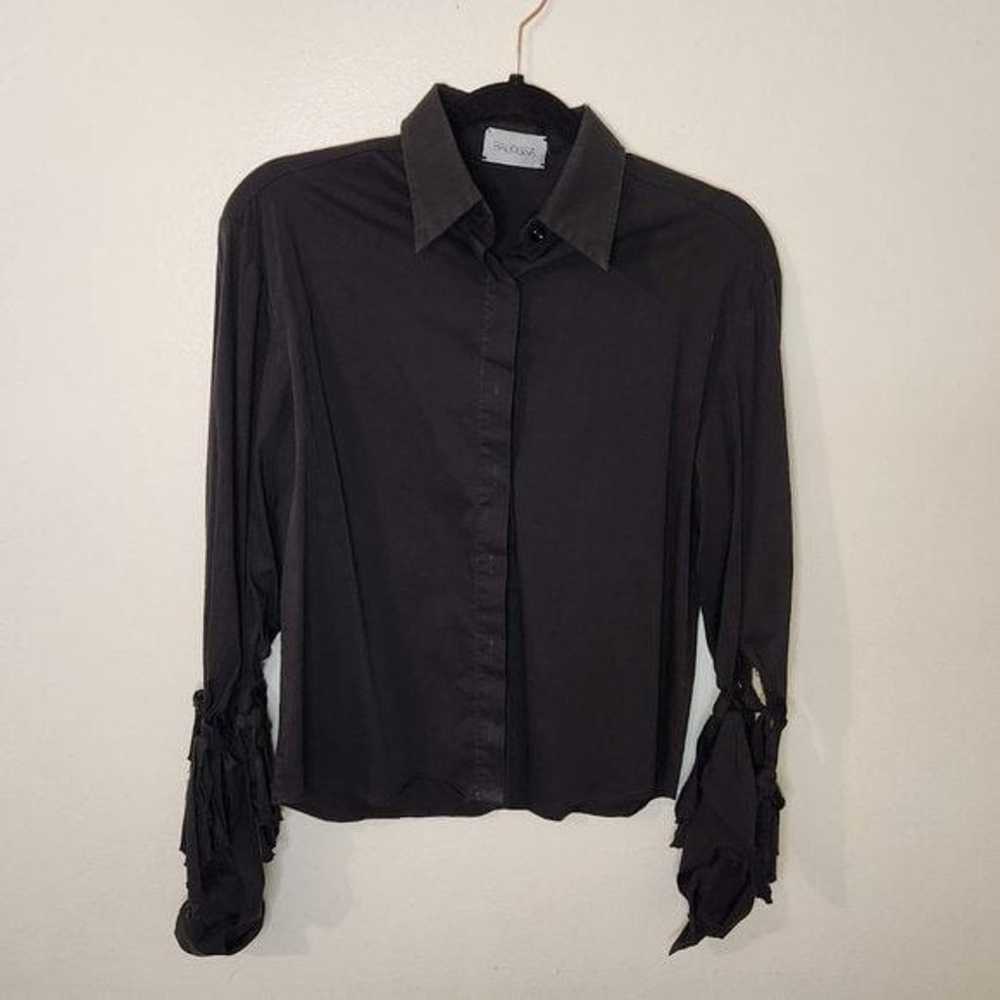 BALOSSA Women Black Button Down Blouse w/ Tie Kno… - image 4