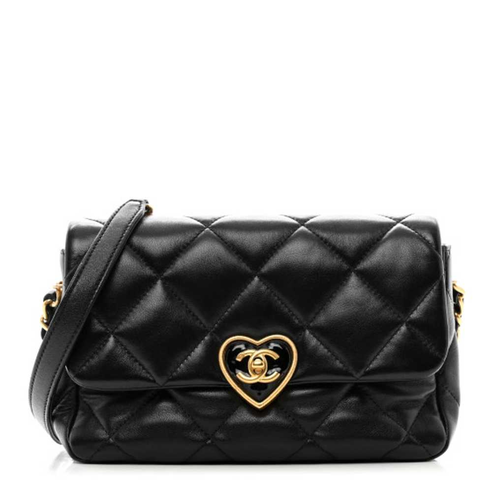 CHANEL Lambskin Plexiglass Quilted Coco Love Flap… - image 1