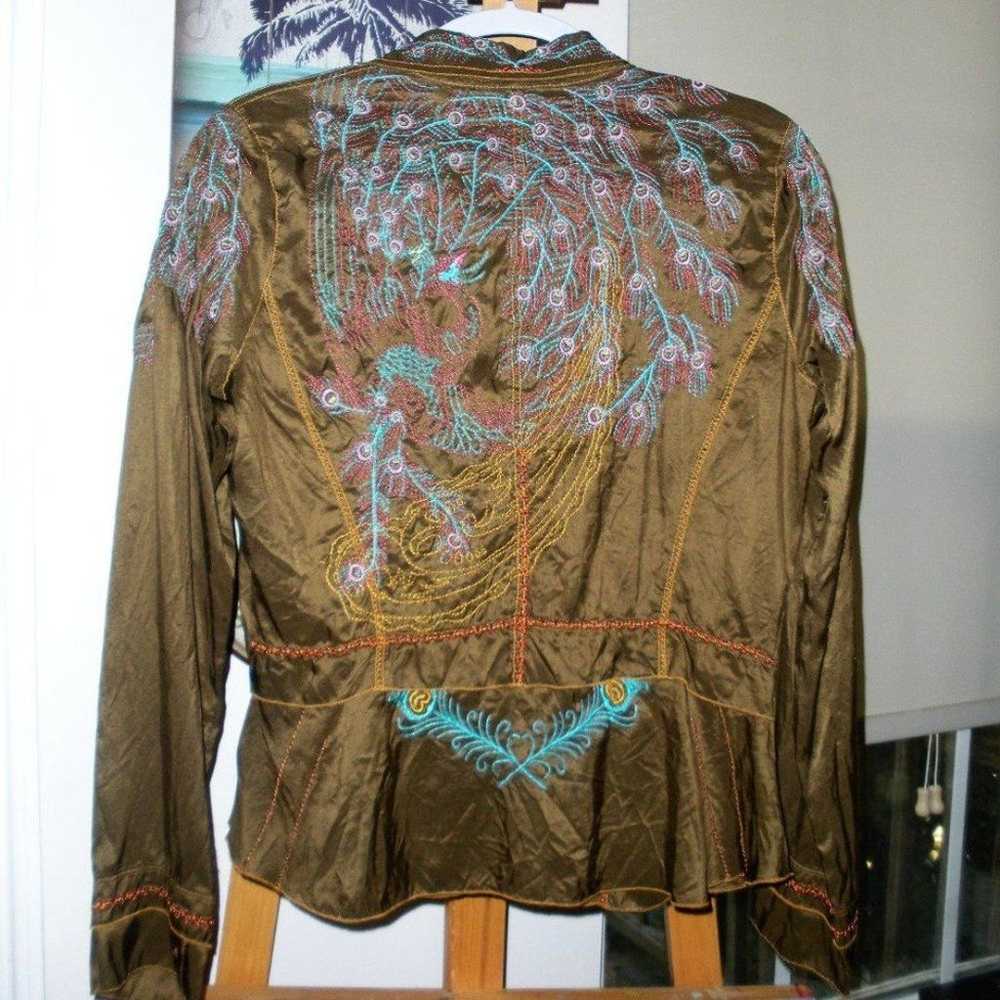 Johnny Was Boho100% silk embroidered blouse SZ M - image 2