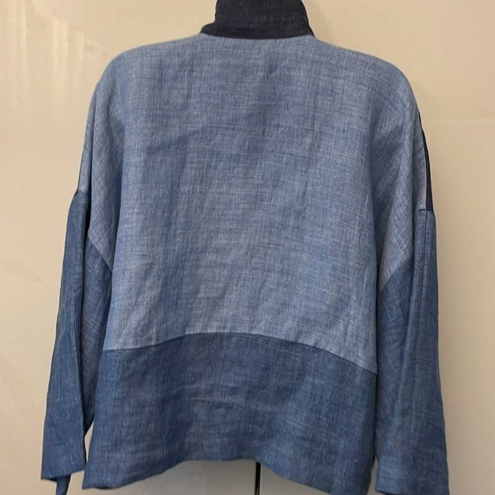 NWOT Amente linen color blocked kimono jacket blu… - image 10