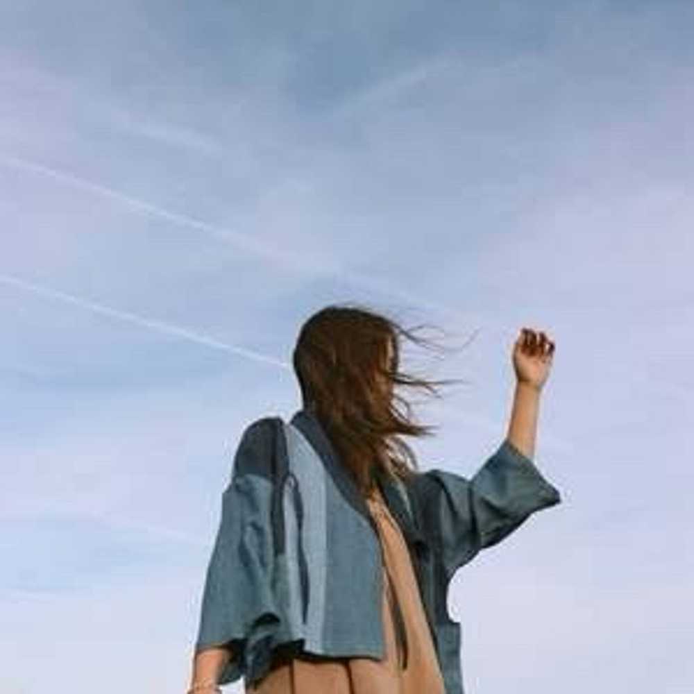 NWOT Amente linen color blocked kimono jacket blu… - image 2