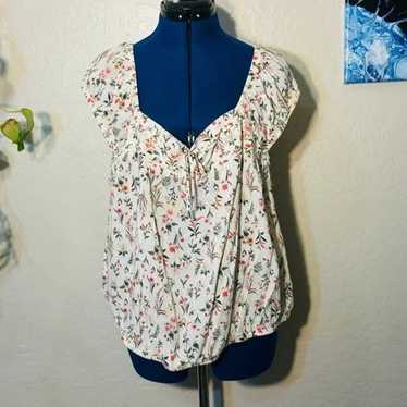 Old Navy Cream Coral Floral Peasant Blouse NWT - image 1