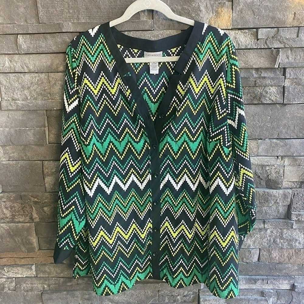 Catherines Womens 1X 18/20W Top Blouse Chevron V … - image 1