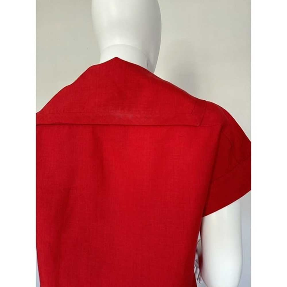 Vintage Chanel Boutique Red Linen Blouse Top Size… - image 11