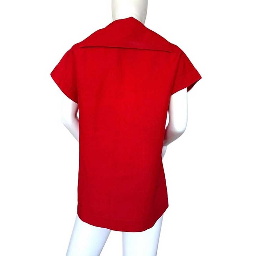 Vintage Chanel Boutique Red Linen Blouse Top Size… - image 3