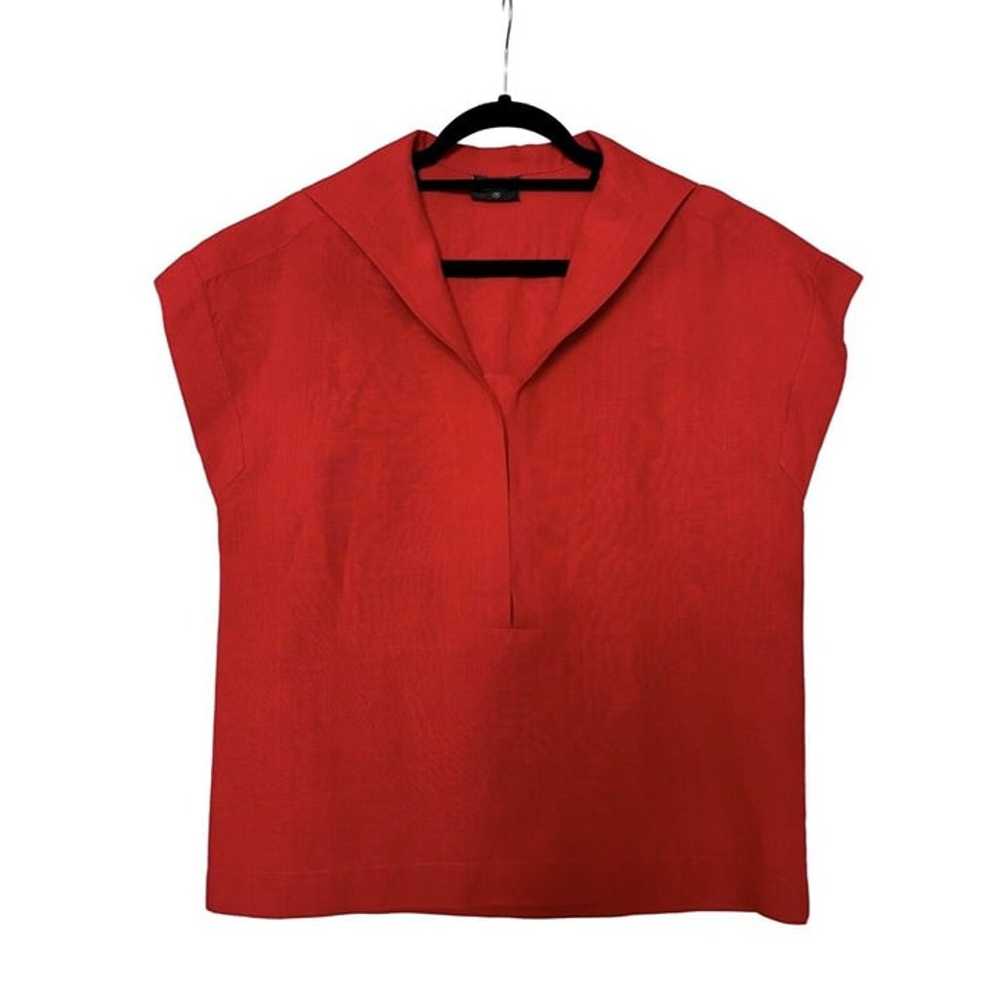 Vintage Chanel Boutique Red Linen Blouse Top Size… - image 4