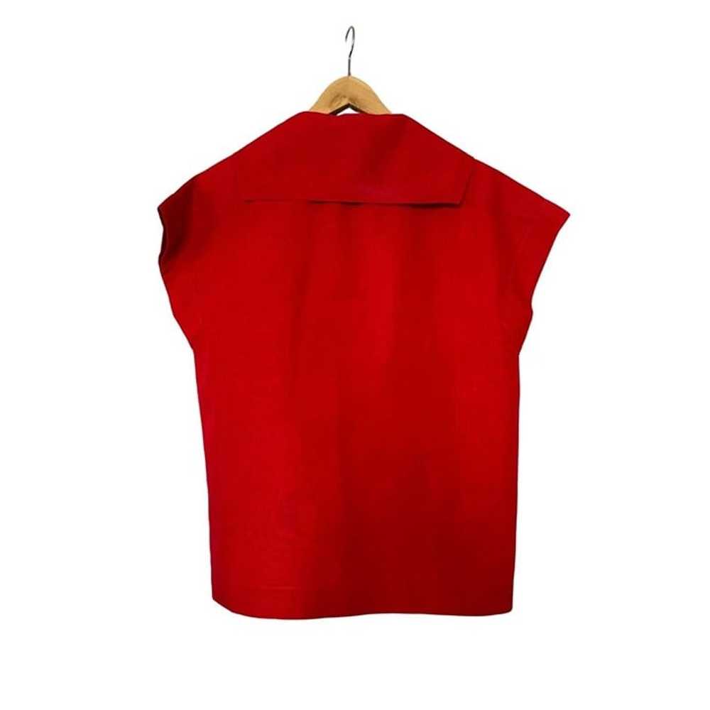 Vintage Chanel Boutique Red Linen Blouse Top Size… - image 5