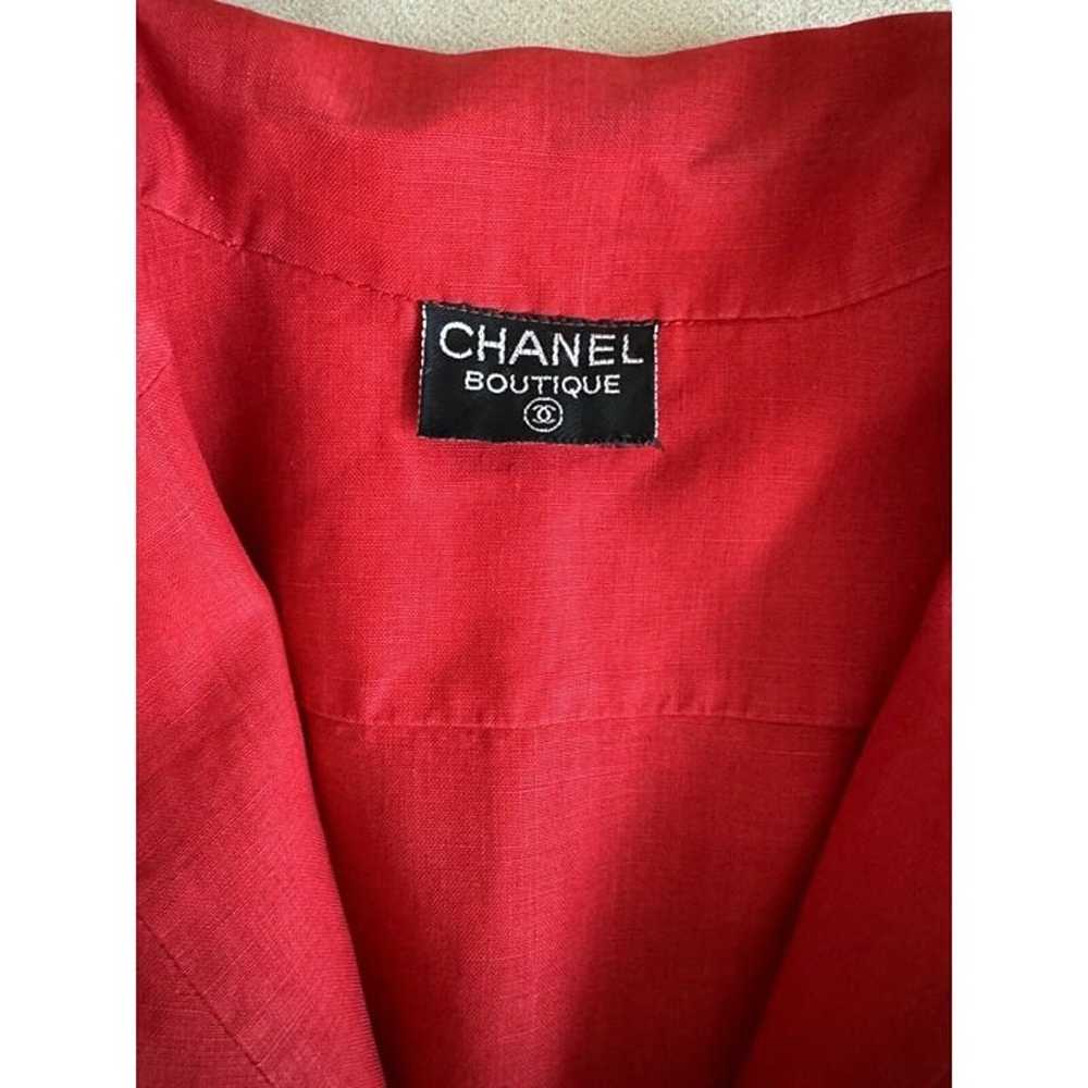 Vintage Chanel Boutique Red Linen Blouse Top Size… - image 7