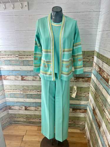 70’s Light Blue 3 Piece Pant Set By Manicotti Inc