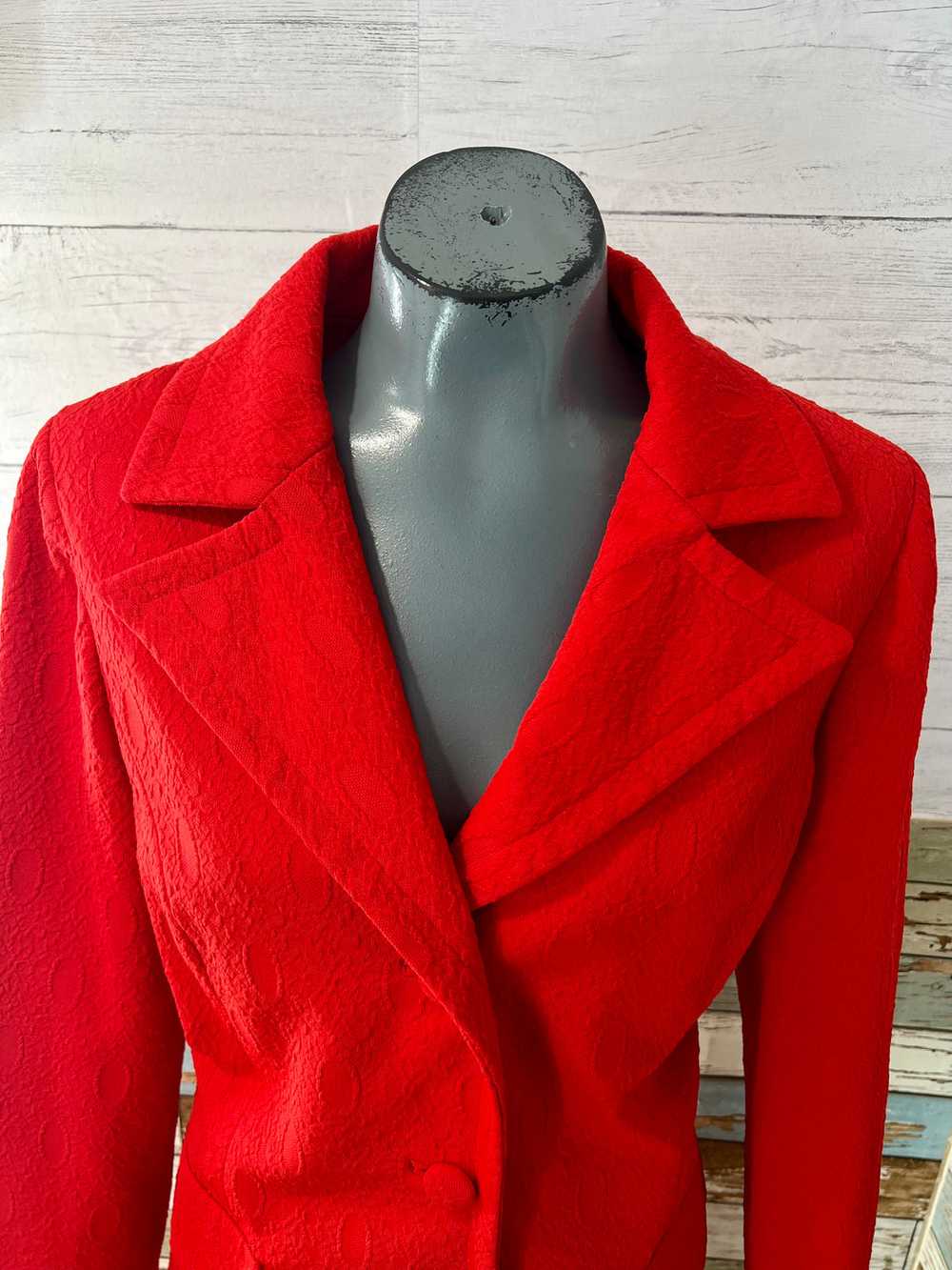 70’s Red Texture 2 Piece Pan Suit Set By Fashione… - image 3