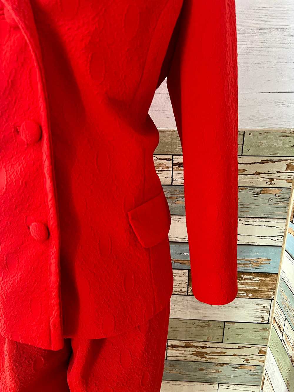 70’s Red Texture 2 Piece Pan Suit Set By Fashione… - image 4