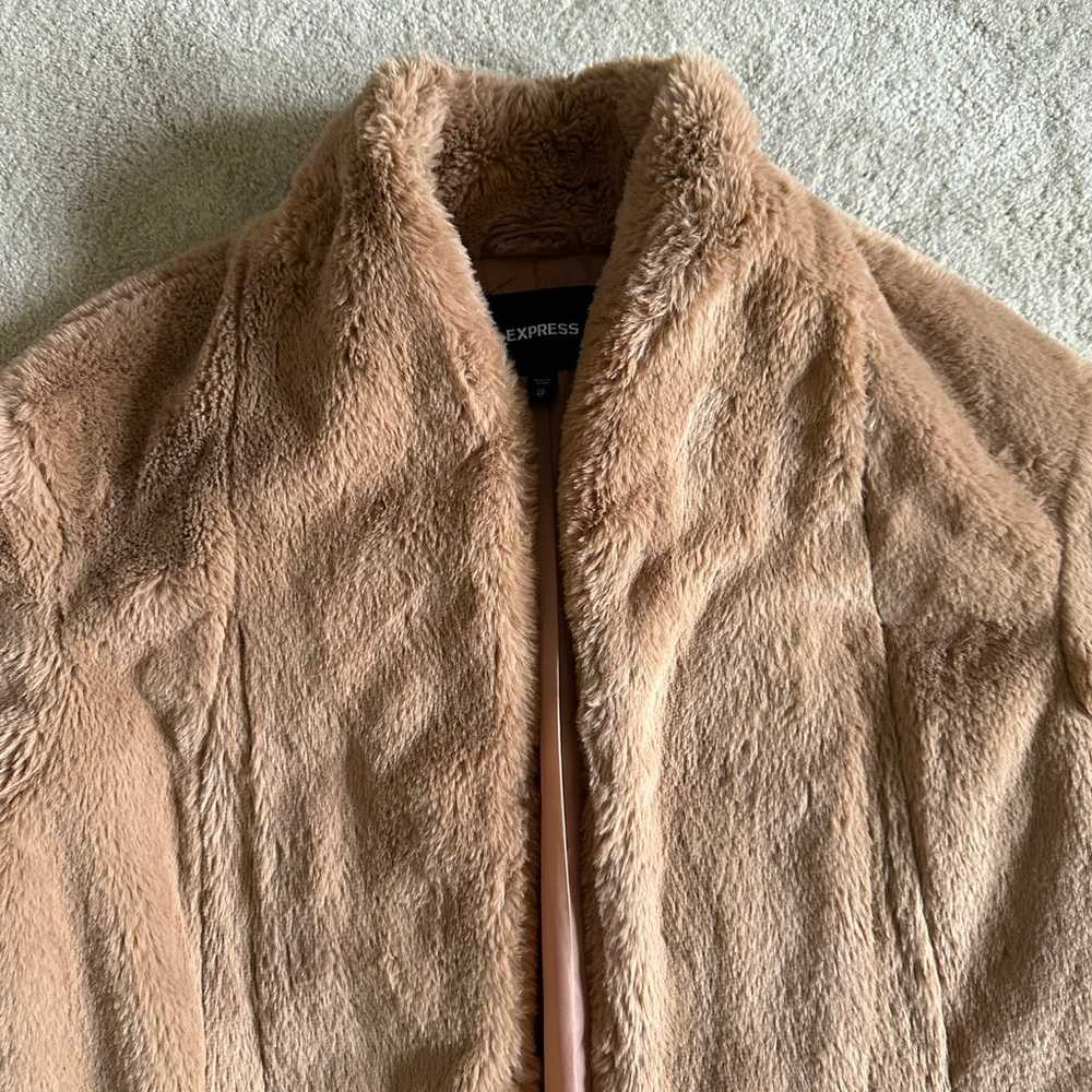 Express Faux Fur Coat size XS Camel - image 2