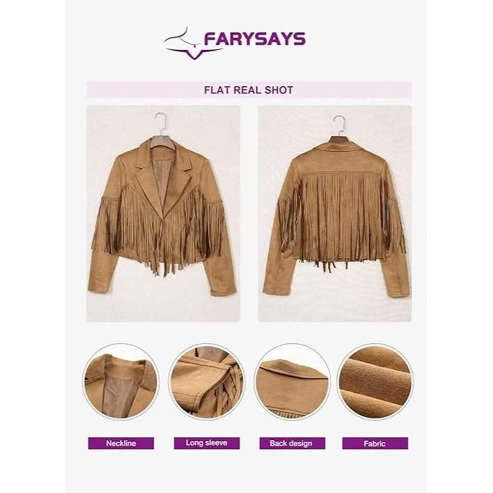 Western Cropped Fringe Faux Suede Leather Motorcy… - image 3