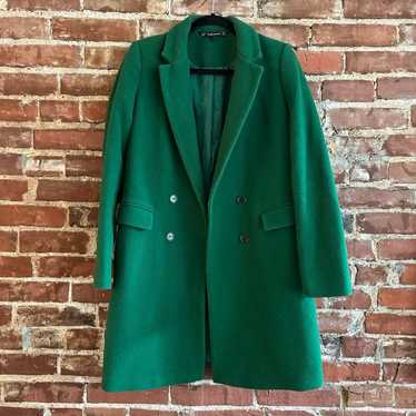 Zara Green Wool-blend Coat Small