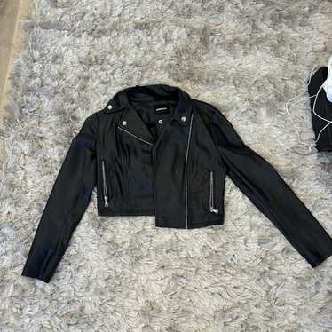 Black faux Leather biker Jacket