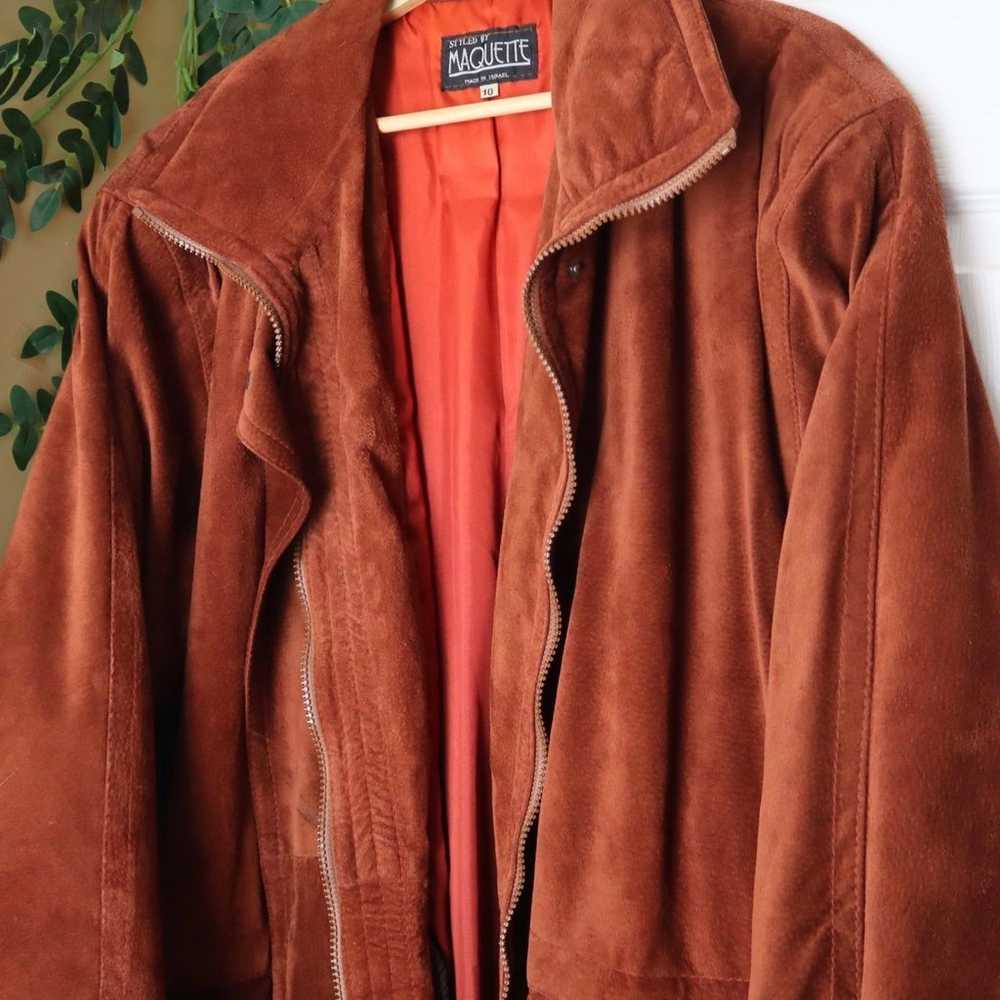 Vintage burnt orange Suede Leather Jacket - image 2