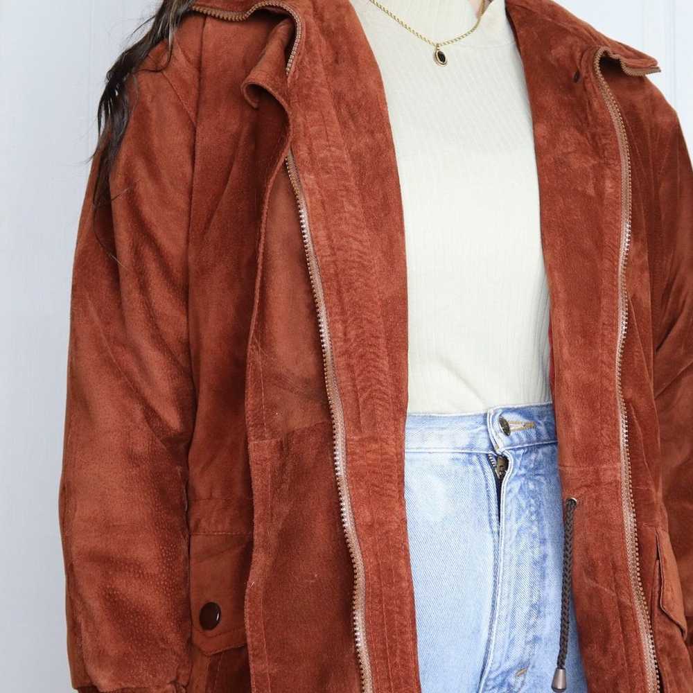 Vintage burnt orange Suede Leather Jacket - image 7