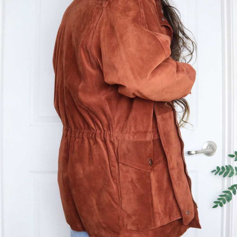 Vintage burnt orange Suede Leather Jacket - image 8