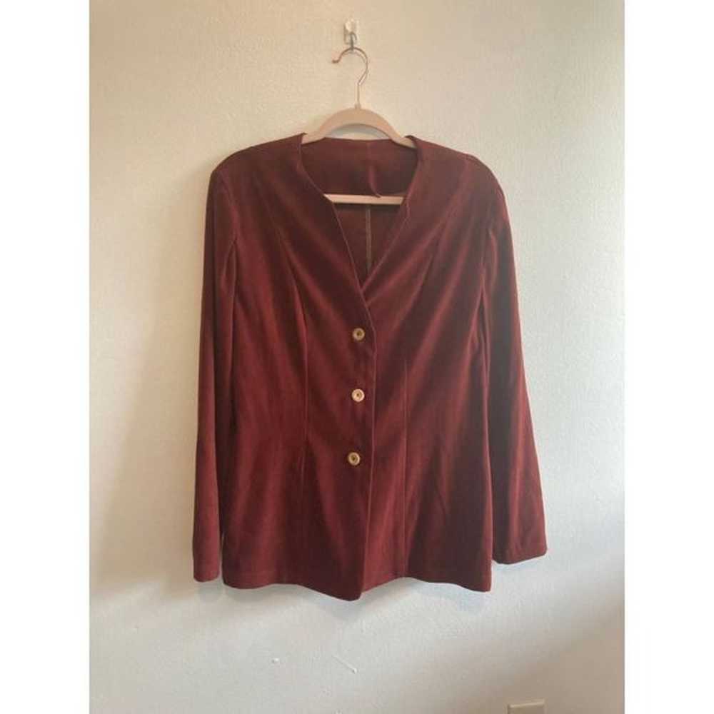 That 70's Show Button Up Sueded Burnt Red Blazer … - image 1
