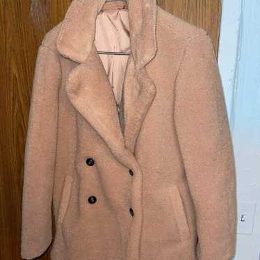 Salmon Pink Teddy Coat size medium - image 1