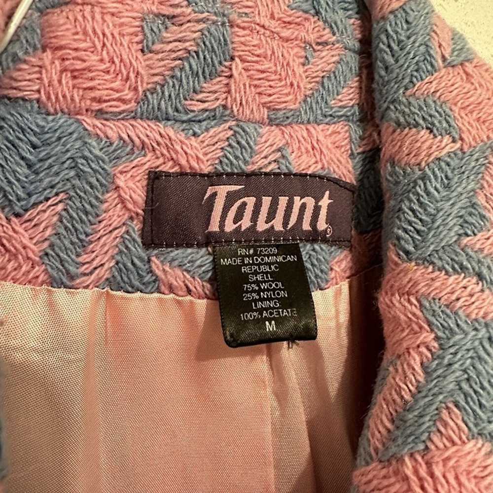 Taunt Women Pastel Pink Blue Wool Blend Houndstoo… - image 5