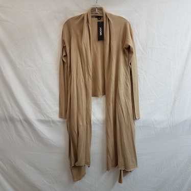 DKNY Women's Tan Silk Cotton Blend Knit Duster Si… - image 1