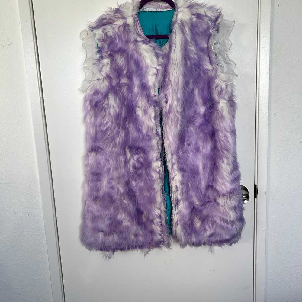 Custom one of a kind purple and white faux fur ve… - image 1