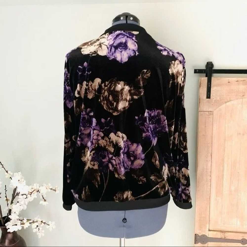Chico's Velvet Floral Bomber Jacket Size L (Chico… - image 3