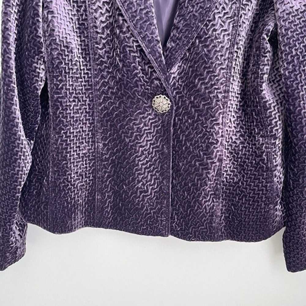 Chicos 2 Purple Textured Velvet Single Button Bla… - image 5