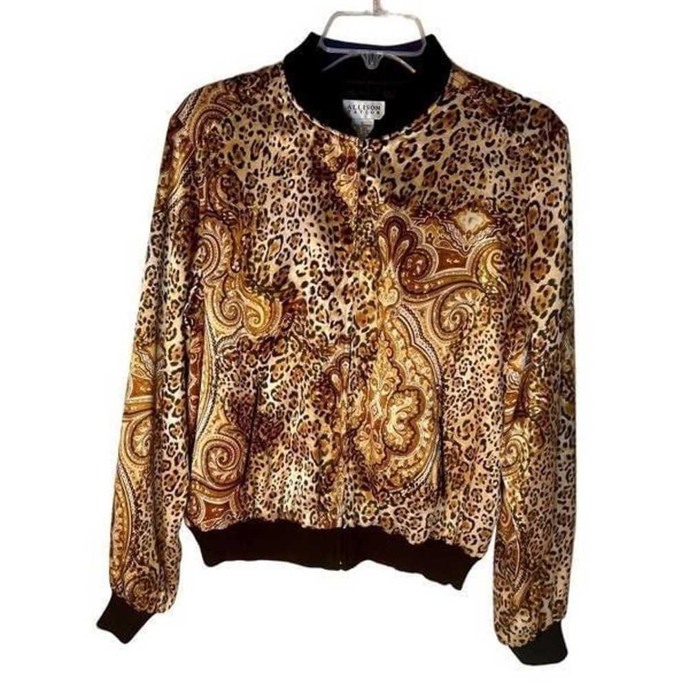 Vintage Allison Taylor 100% Silk Cheetah Print Bo… - image 1