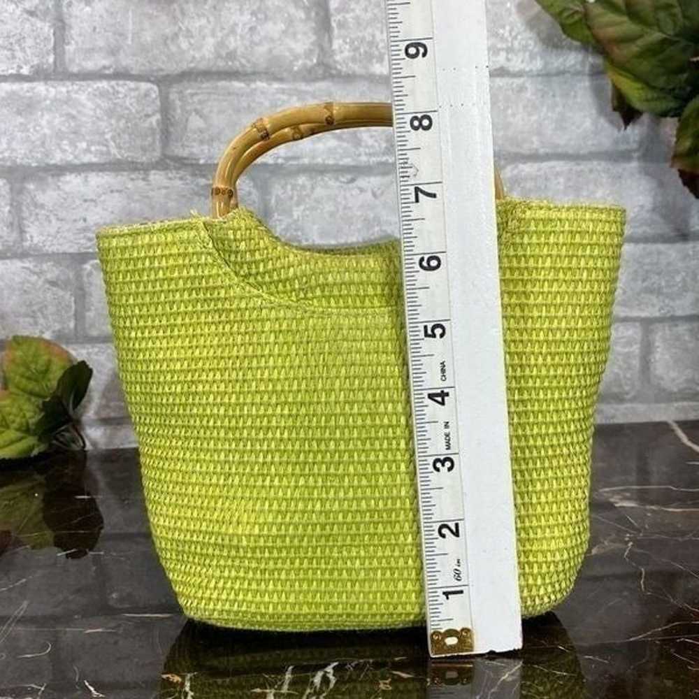 Fossil Green Straw Basket Handbag Small Tote - image 7