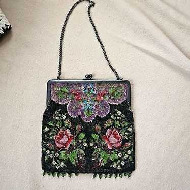 1920s - 30s Starburst factory Motif Beaded Round Handbag