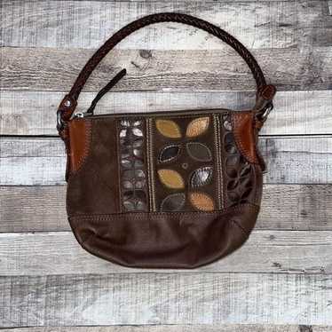 Vintage 90s Y2K Fossil Leather/Suede Shoulder Bag - image 1