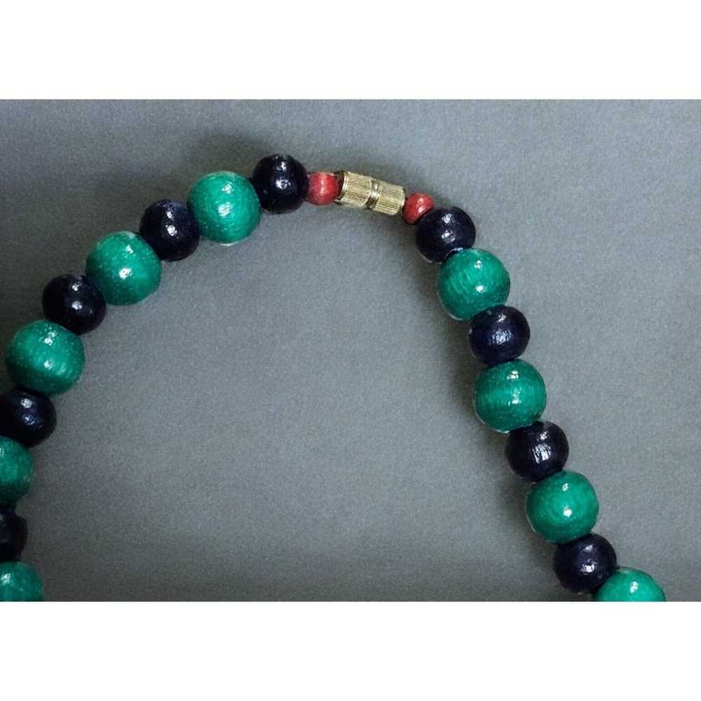 Vintage Graduated Wood Bead Necklace Handmade Boh… - image 6