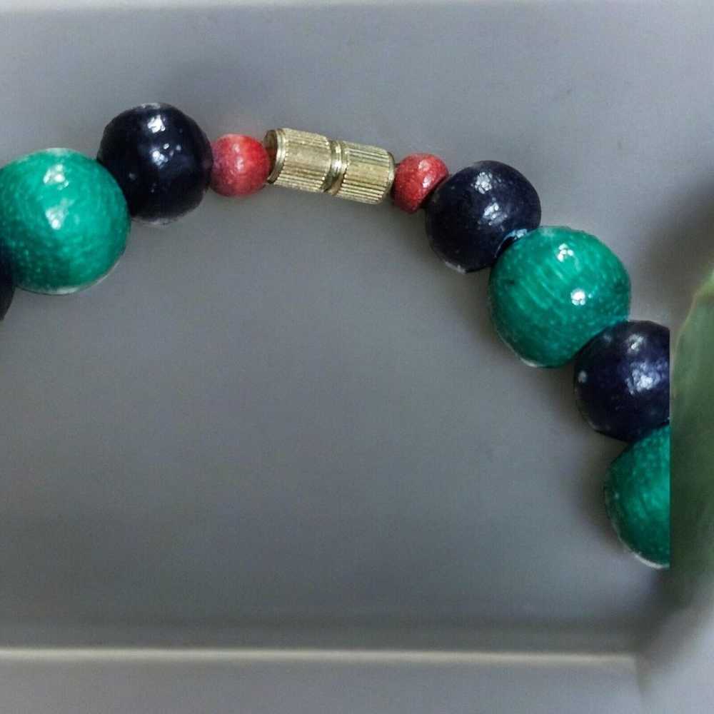 Vintage Graduated Wood Bead Necklace Handmade Boh… - image 7